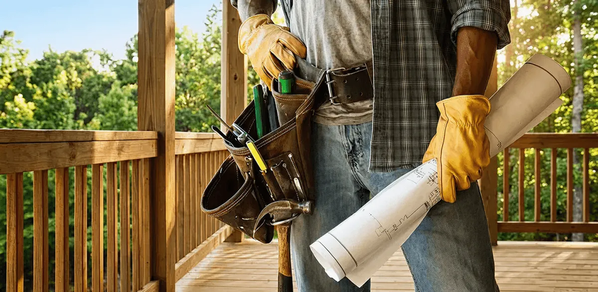 Professional handyman with tool belt ready for home repairs in South Bend, IN