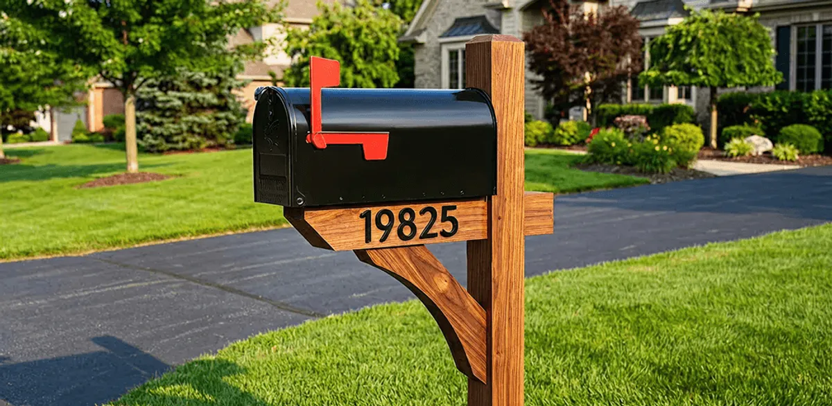 New mailbox installation with post and address number for a home in South Bend, IN