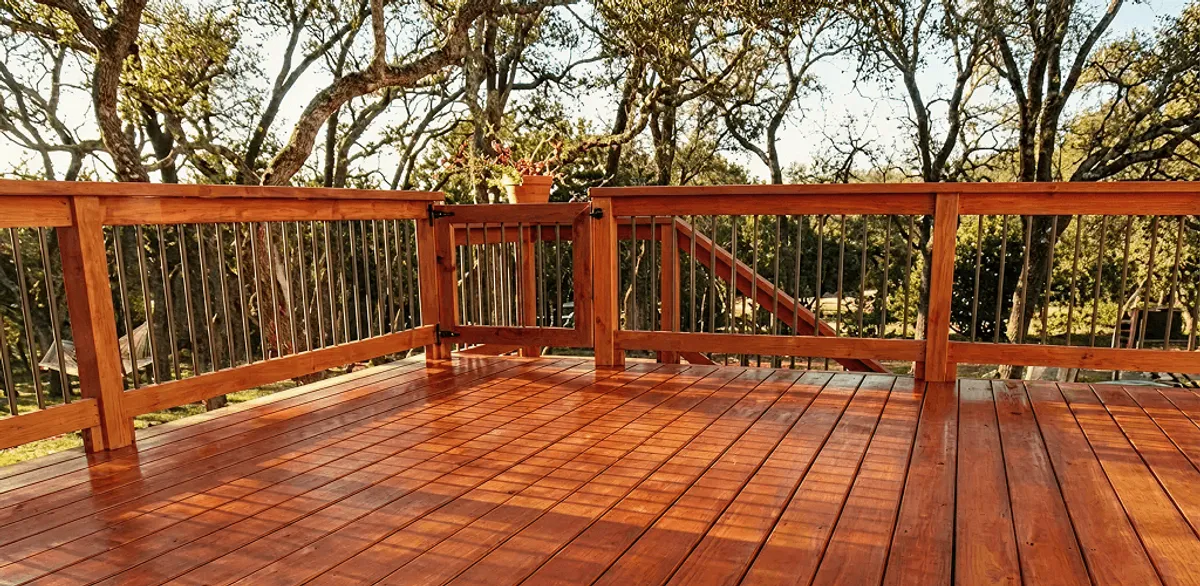 Deck sealing results with a freshly sealed wood deck in South Bend, IN